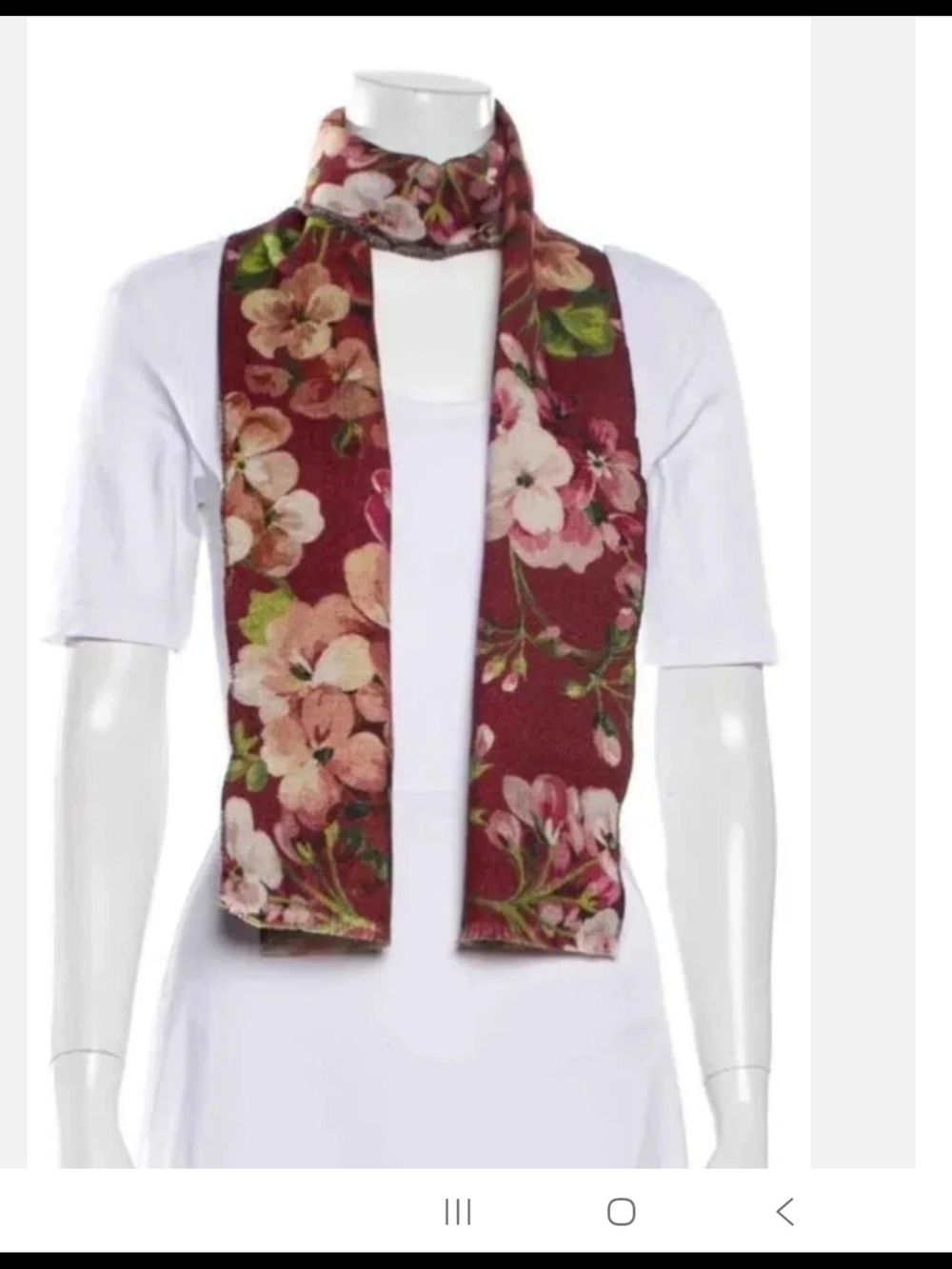 GUCCI GG Guccissima Red Floral Wool Miniorophin Scarf NWT